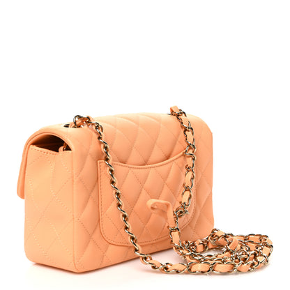 Chanel Lambskin Quilted Mini Rectangular Flap Light Orange 3 of 11