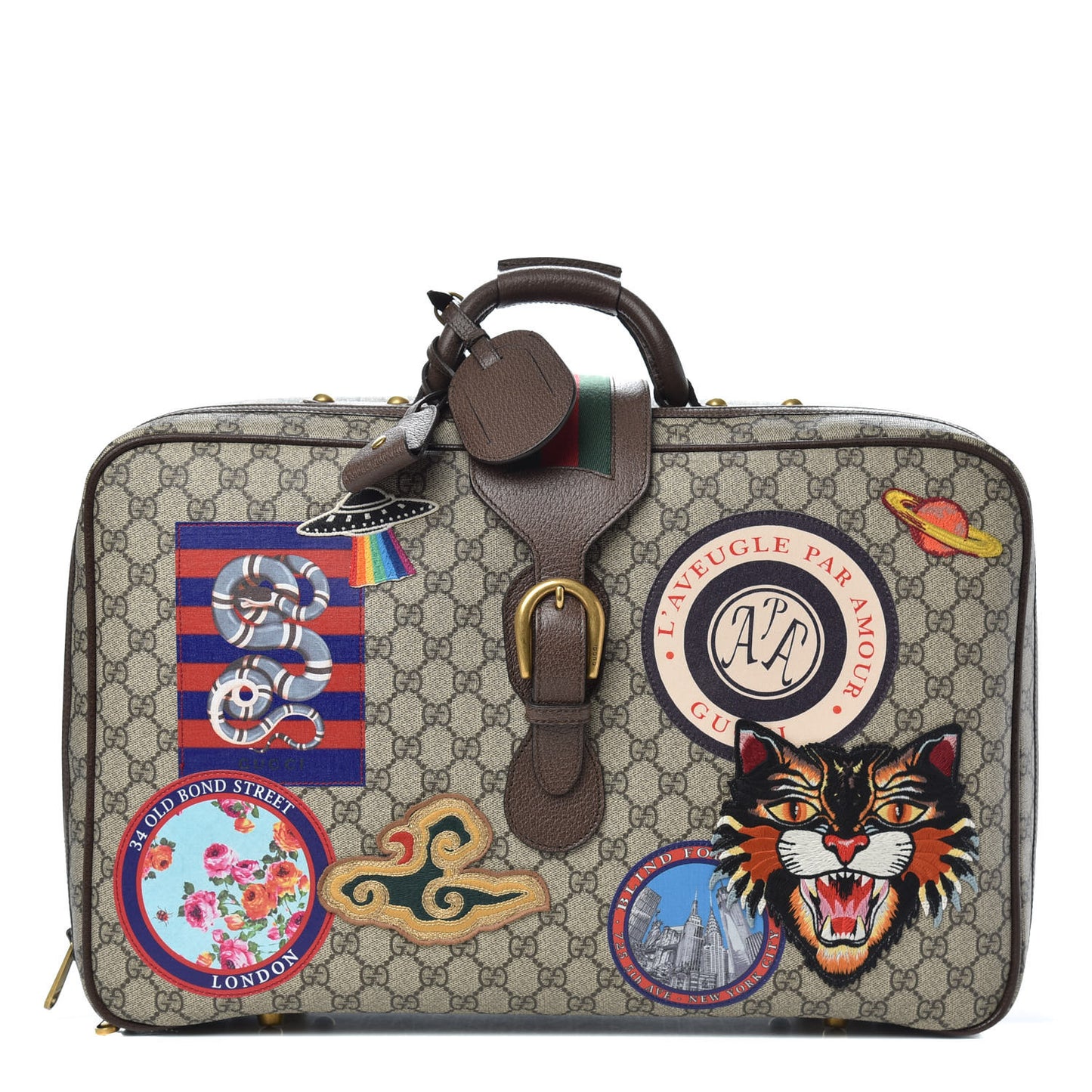 GG Supreme Monogram Embroidered Modern Future Courrier Suitcase