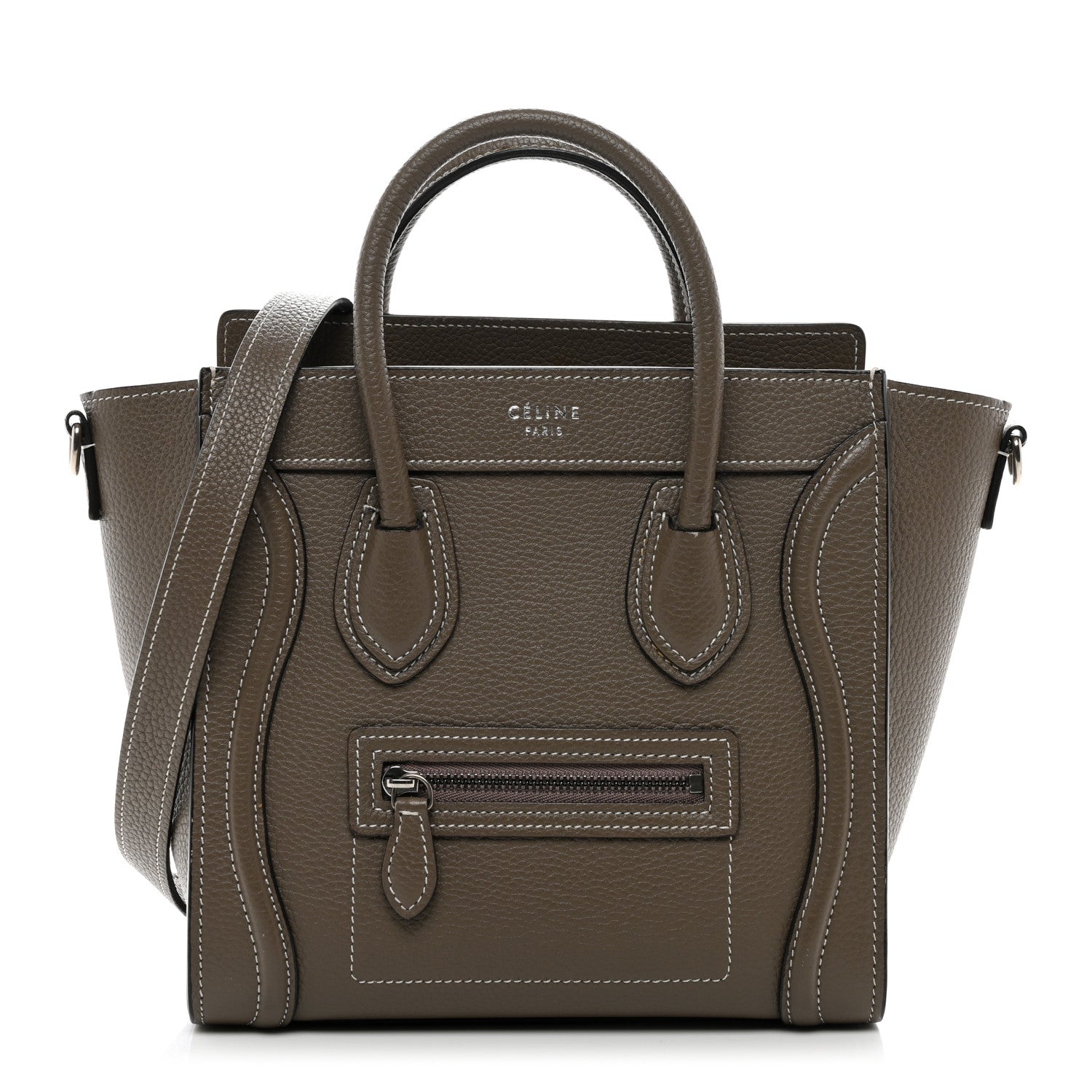 Celine Drummed Calfskin Nano Luggage Souris 1 of 13