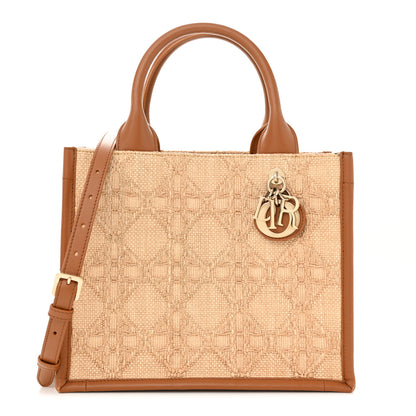 Christian Dior CHRISTIAN DIOR Raffia Macro Cannage Small Book Tote Natural 1 of 14