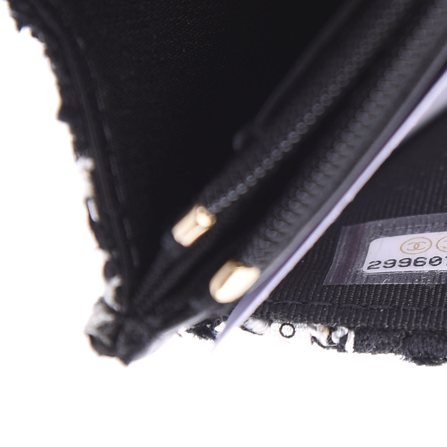 Tweed Quilted Wallet On Chain WOC Black Ecru White
