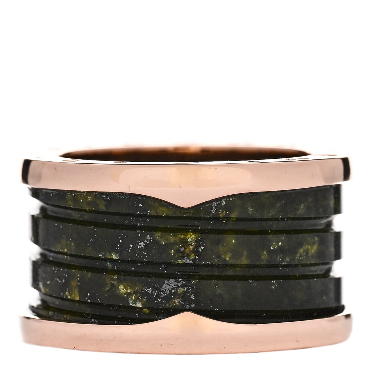 18K Rose Gold Green Marble B.Zero1 Ring 53 6.5