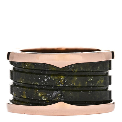 Bulgari 18K Rose Gold Green Marble B.Zero1 Ring 53 6.5 3 of 5