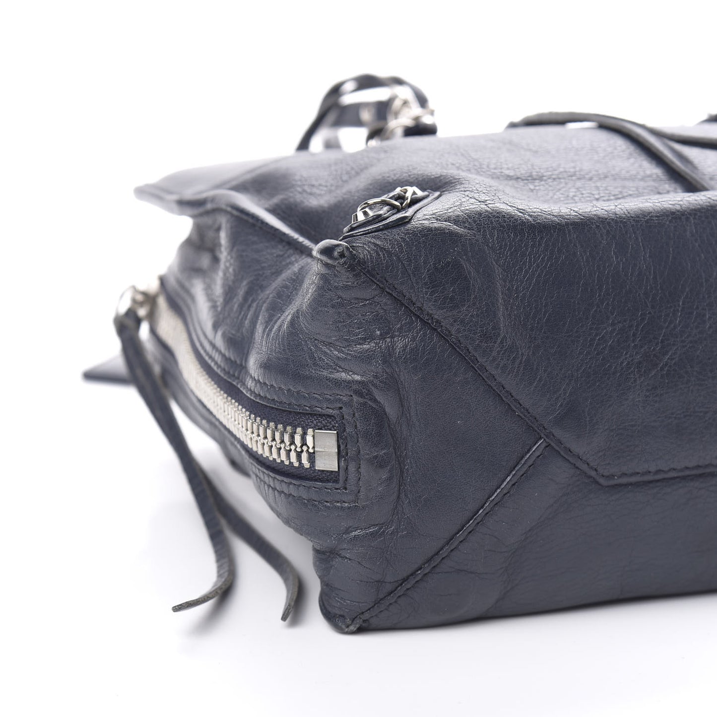 Veau Papier A6 Zip Around Tote Bleu Nuit