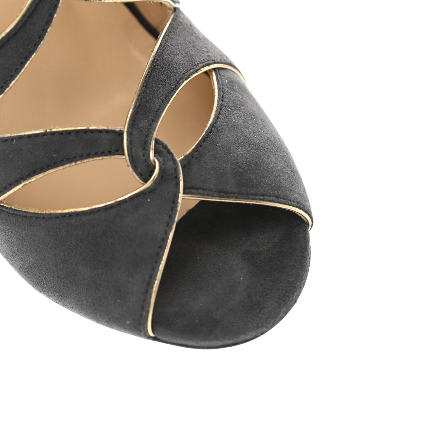 Suede Mirror Calfskin Leash Sandal 37 Smoke