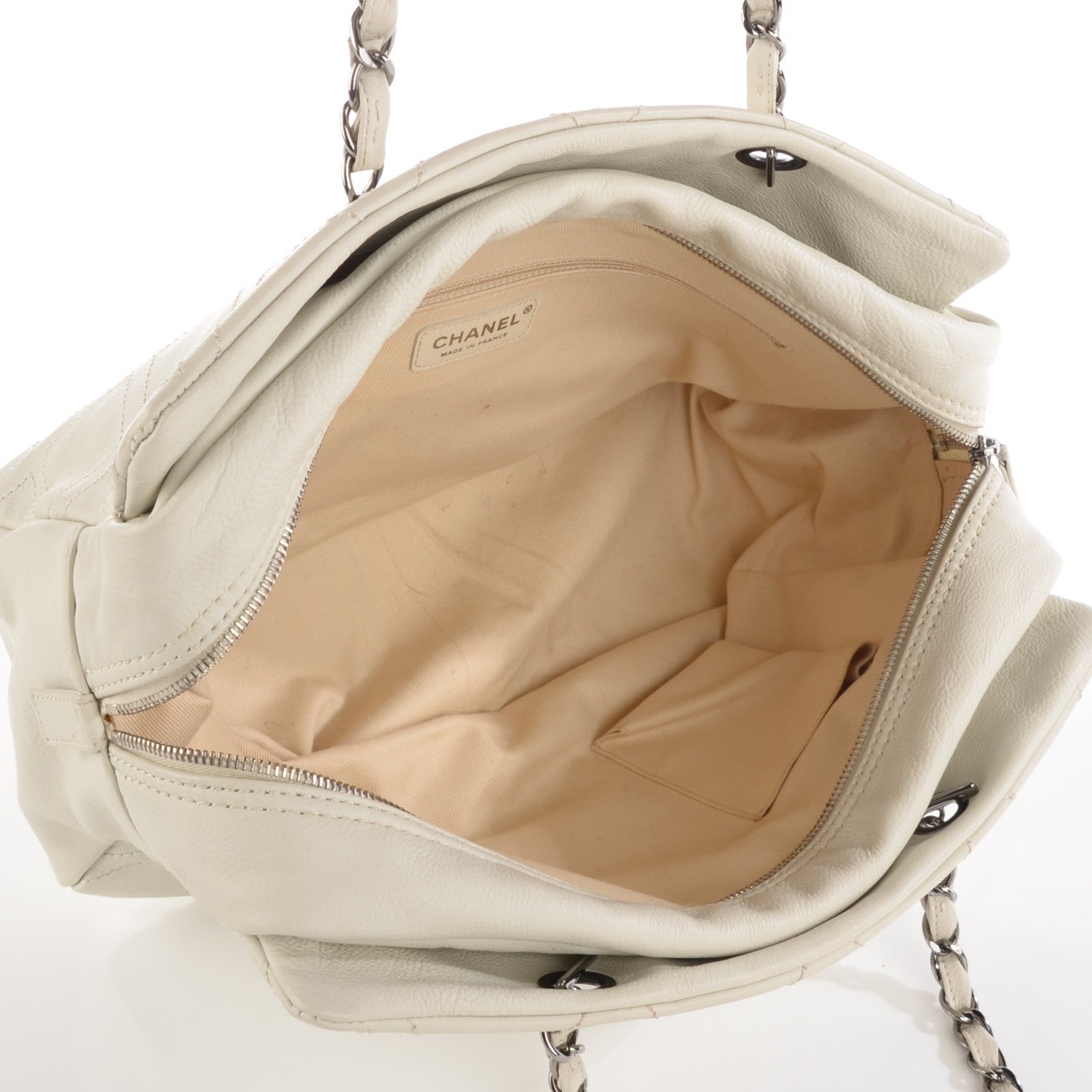 Chanel Calfskin Large Diamond Stitch Tote White 7 of 7