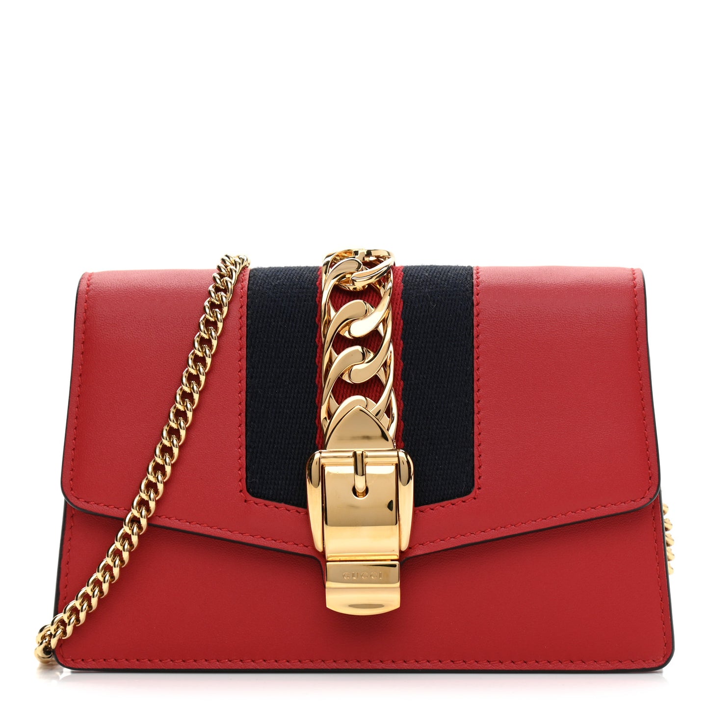 Calfskin Super Mini Sylvie Chain Shoulder Bag Hibiscus Red