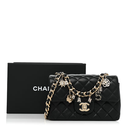 Chanel Lambskin Quilted Mini Coco Charms Rectangular Flap Black 14 of 14