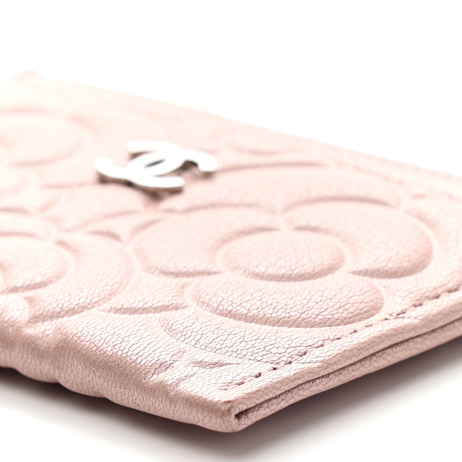 Chanel Goatskin Camellia Embossed Card Holder Light Pink 10 of 12