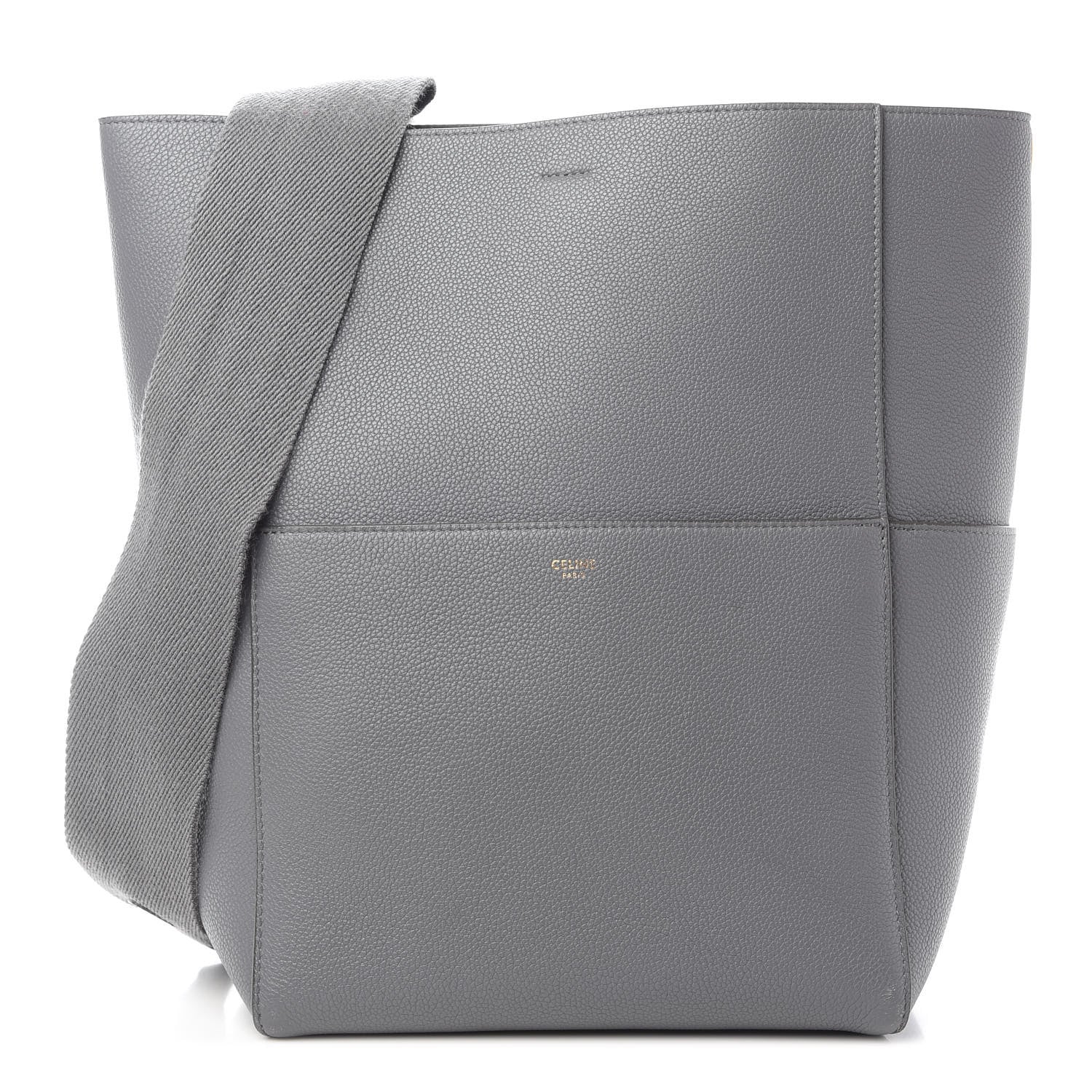 Celine Soft Grained Calfskin Sangle Bucket Bag Grey 1 of 11