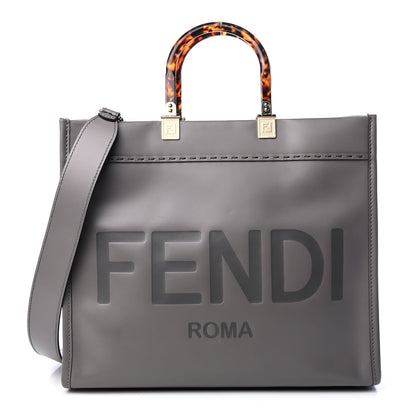 Fendi Vitello King Plexiglass Logo Embossed Medium Fendi Sunshine Shopper Tote Moon 1 of 10