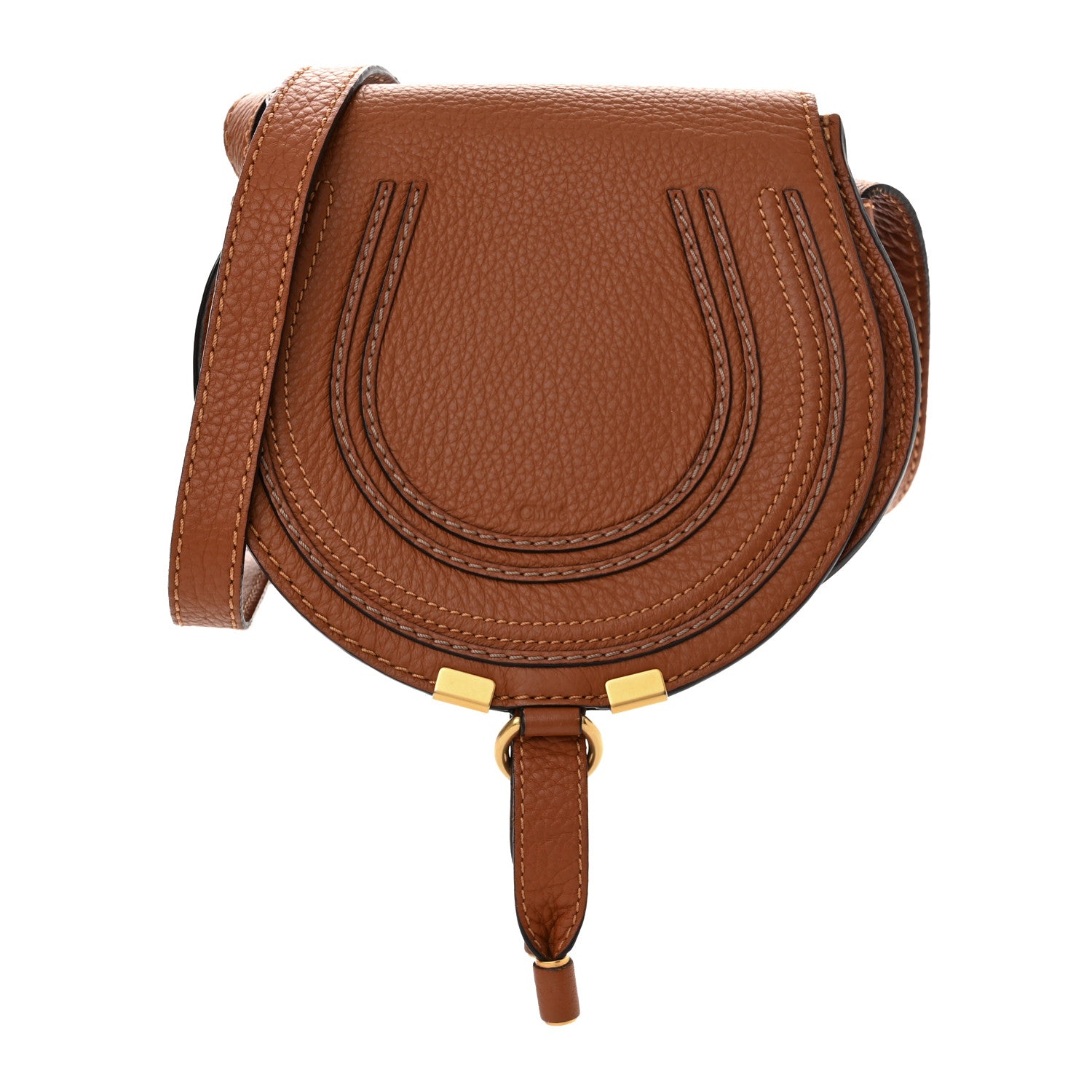 Chloe Grained Calfskin Small Marcie Saddle Bag Tan 1 of 10