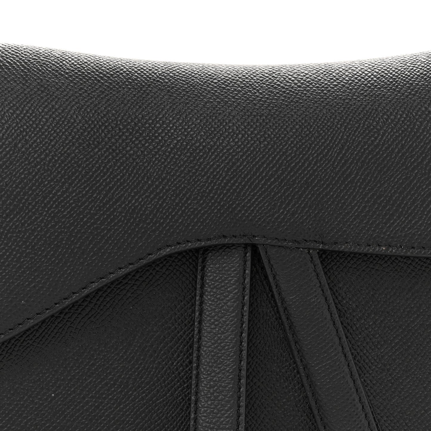Grained Calfskin Saddle Bag Black