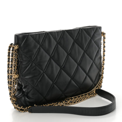 Chanel Lambskin Quilted Crush on Chains Hobo Black 3 of 10