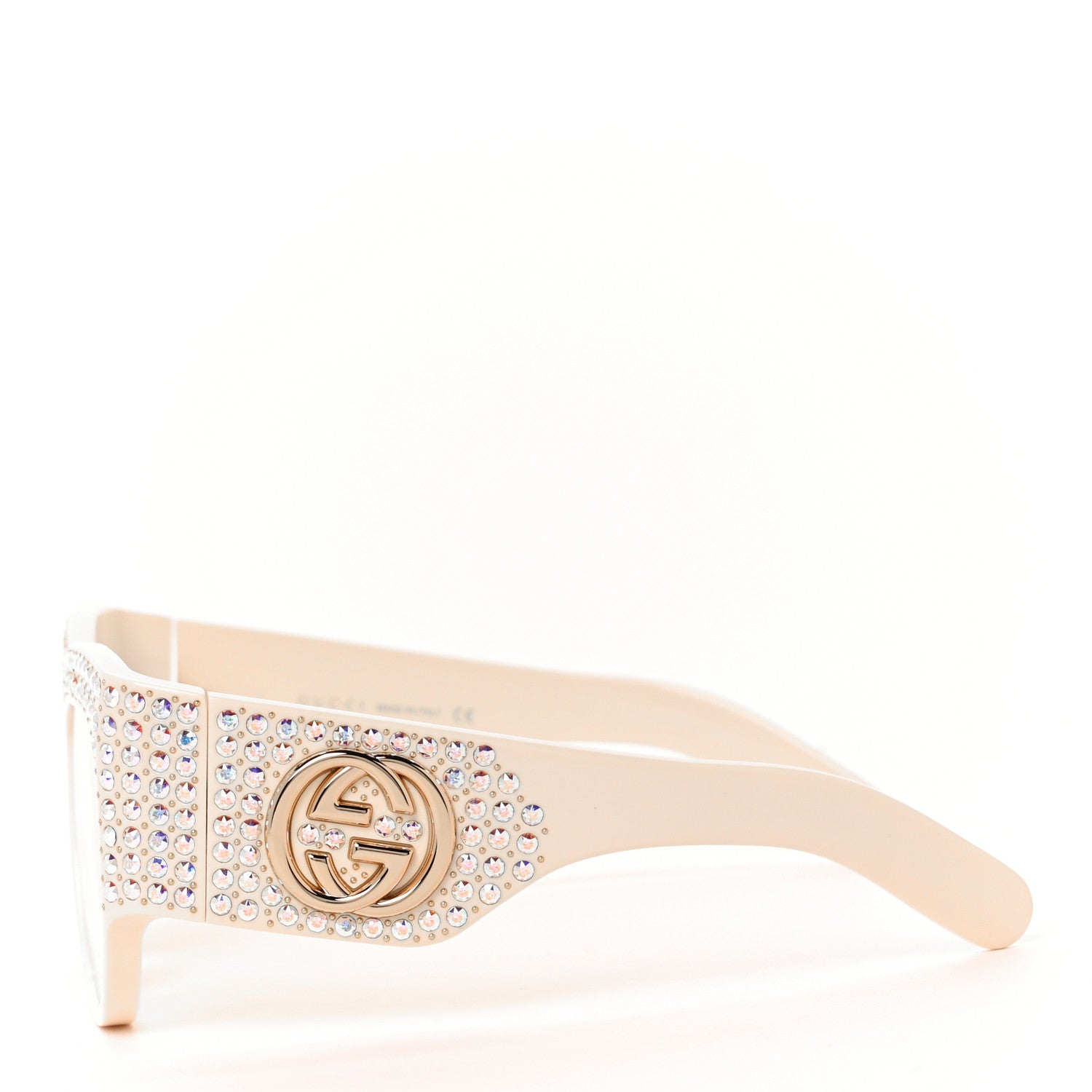 Gucci Acetate Crystal Oversize Hollywood Forever Sunglasses GG0144S Ivory 3 of 8