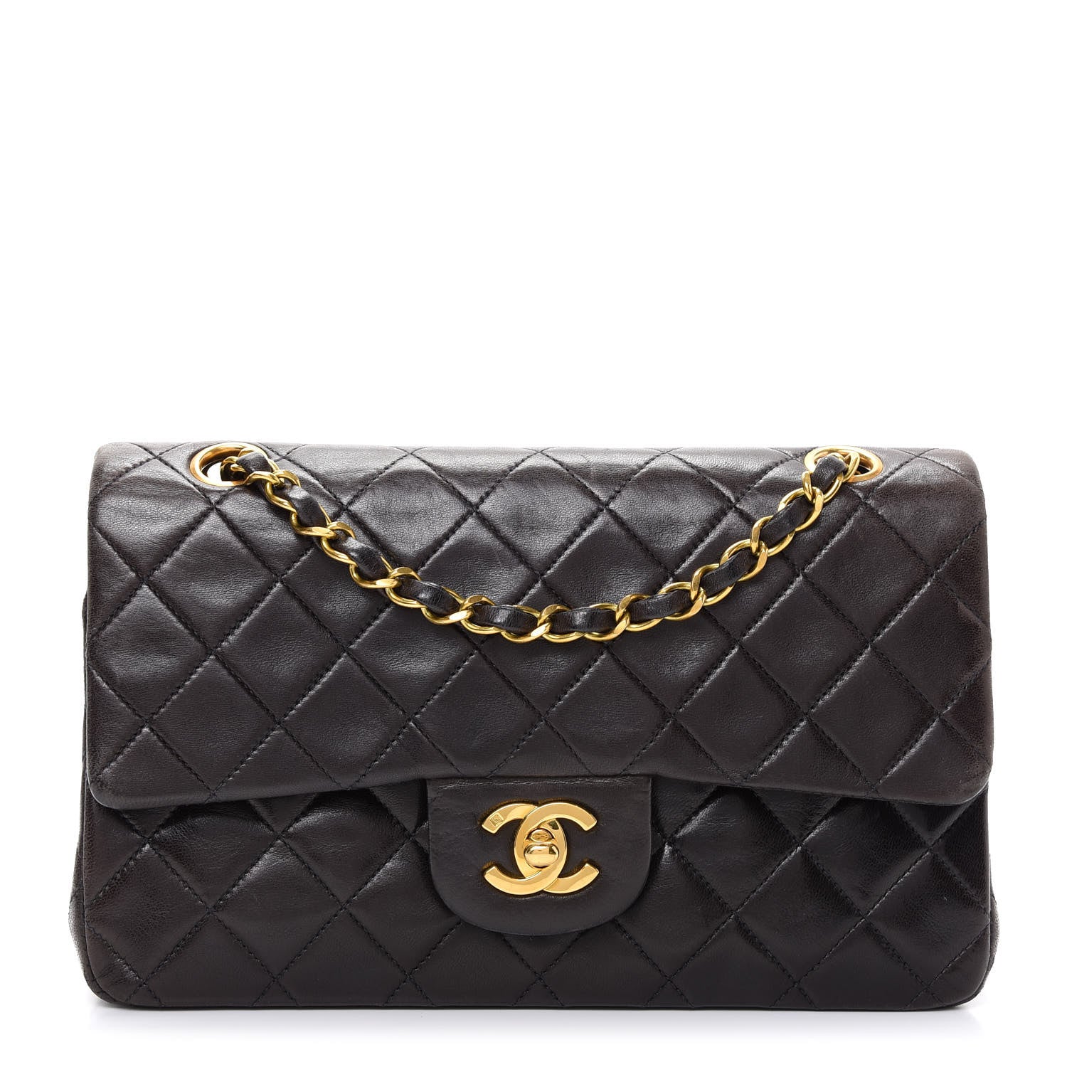 Chanel Lambskin Quilted Small Double Flap Dark Brown 1 of 9