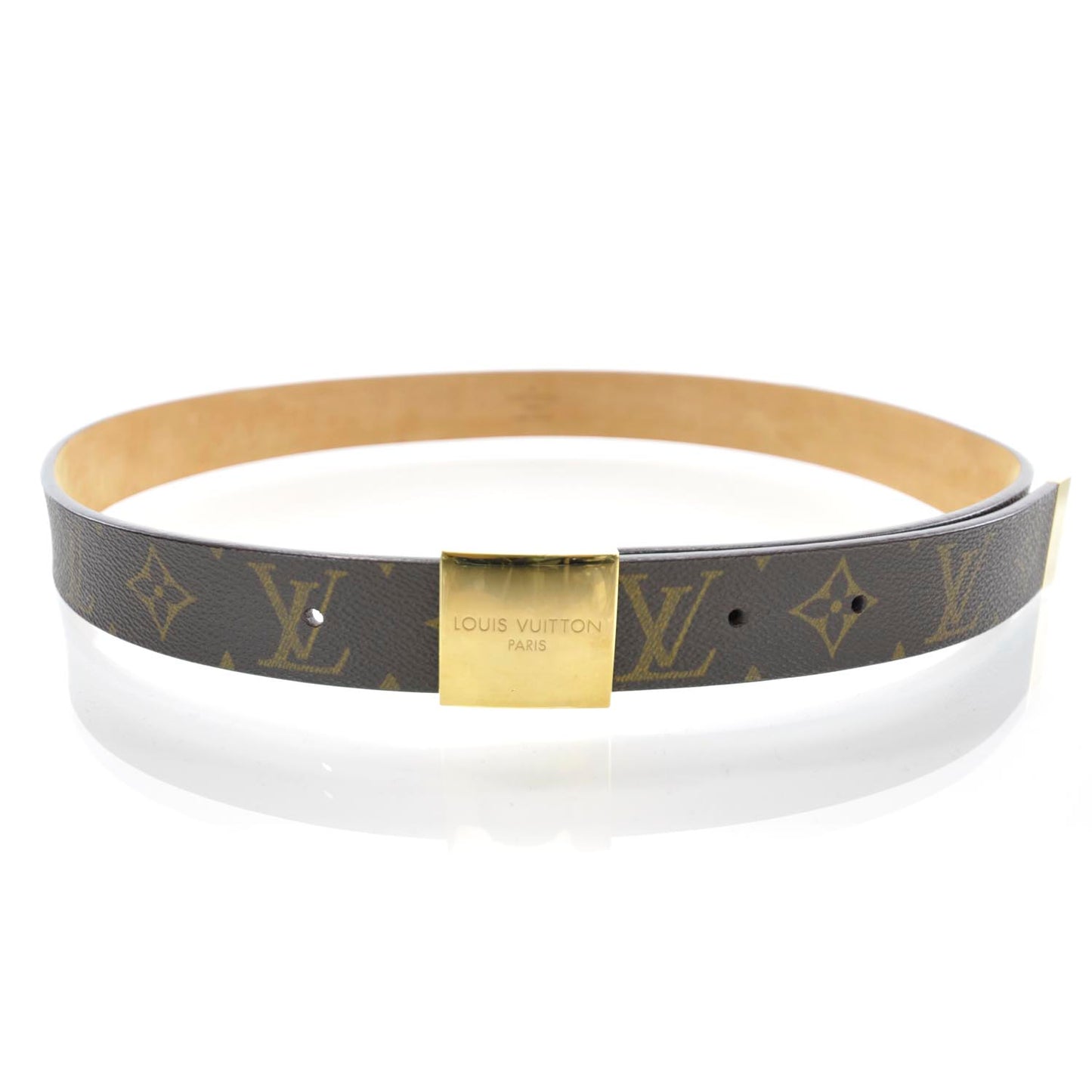 Monogram Belt w Gold Buckle