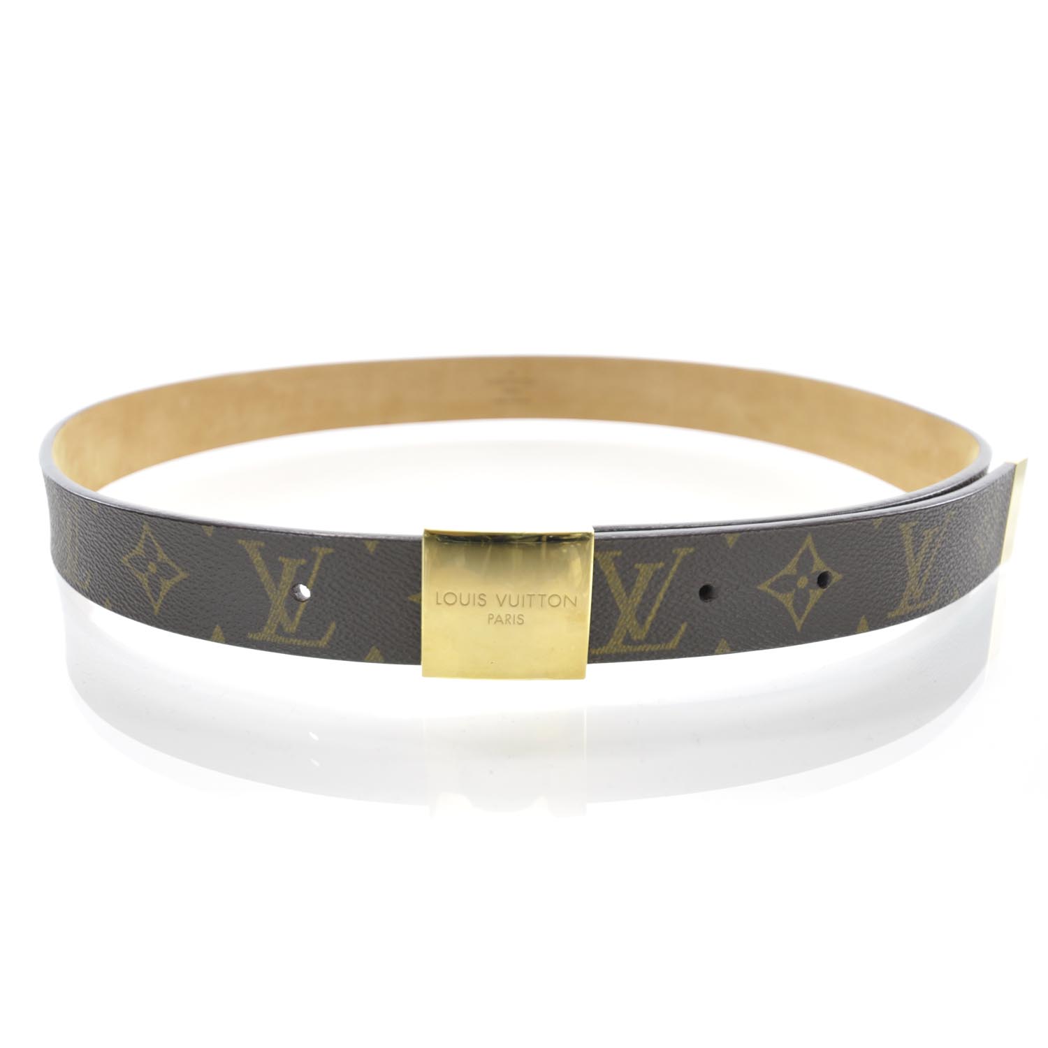 Louis Vuitton Monogram Belt w Gold Buckle 1 of 6