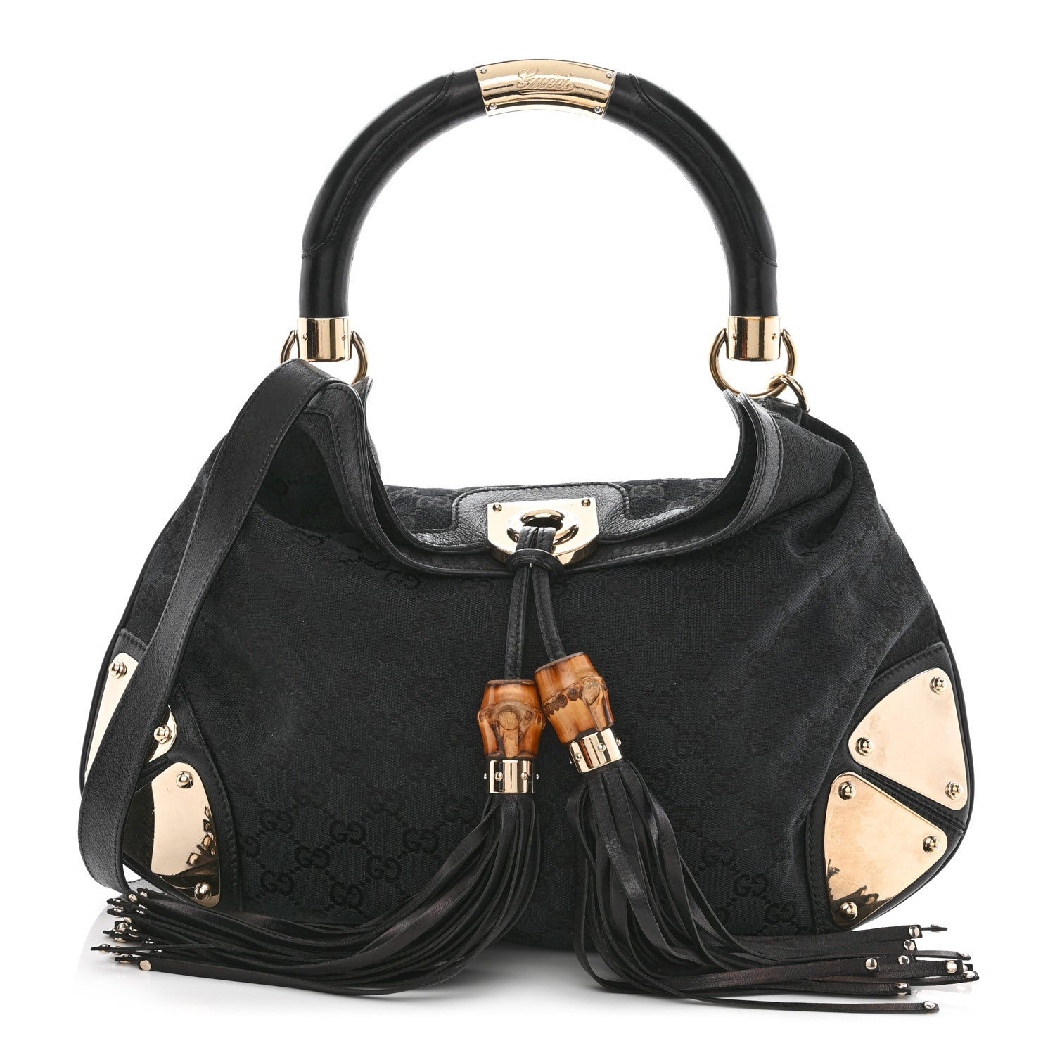 Gucci Monogram Medium Indy Top Handle Hobo Black 1 of 10
