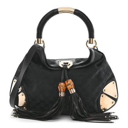 Gucci Monogram Medium Indy Top Handle Hobo Black 1 of 10
