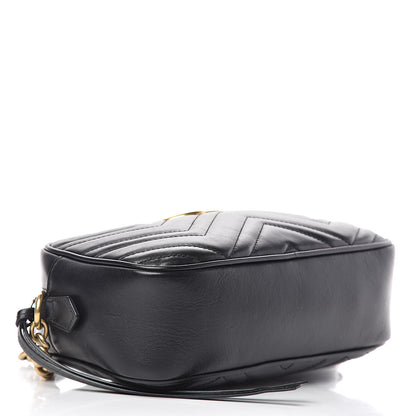 Gucci Calfskin Matelasse Small GG Marmont Chain Shoulder Bag Black 4 of 14