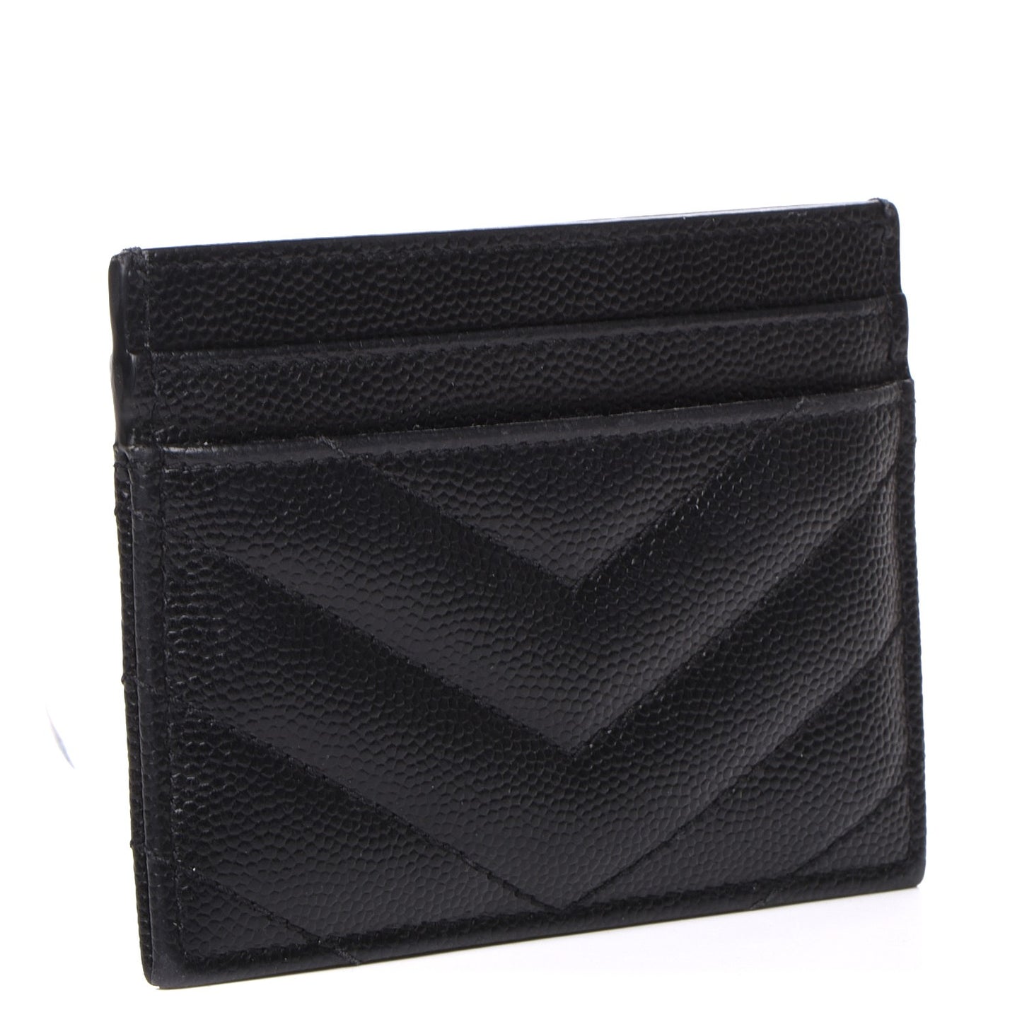 Grain De Poudre Matelasse Chevron Monogram Credit Card Case Black