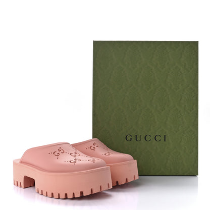 Gucci Rubber GG Monogram Perforated Elea Platform 55mm Lug Sole Sandals 40 Peachy Chic 10 of 10