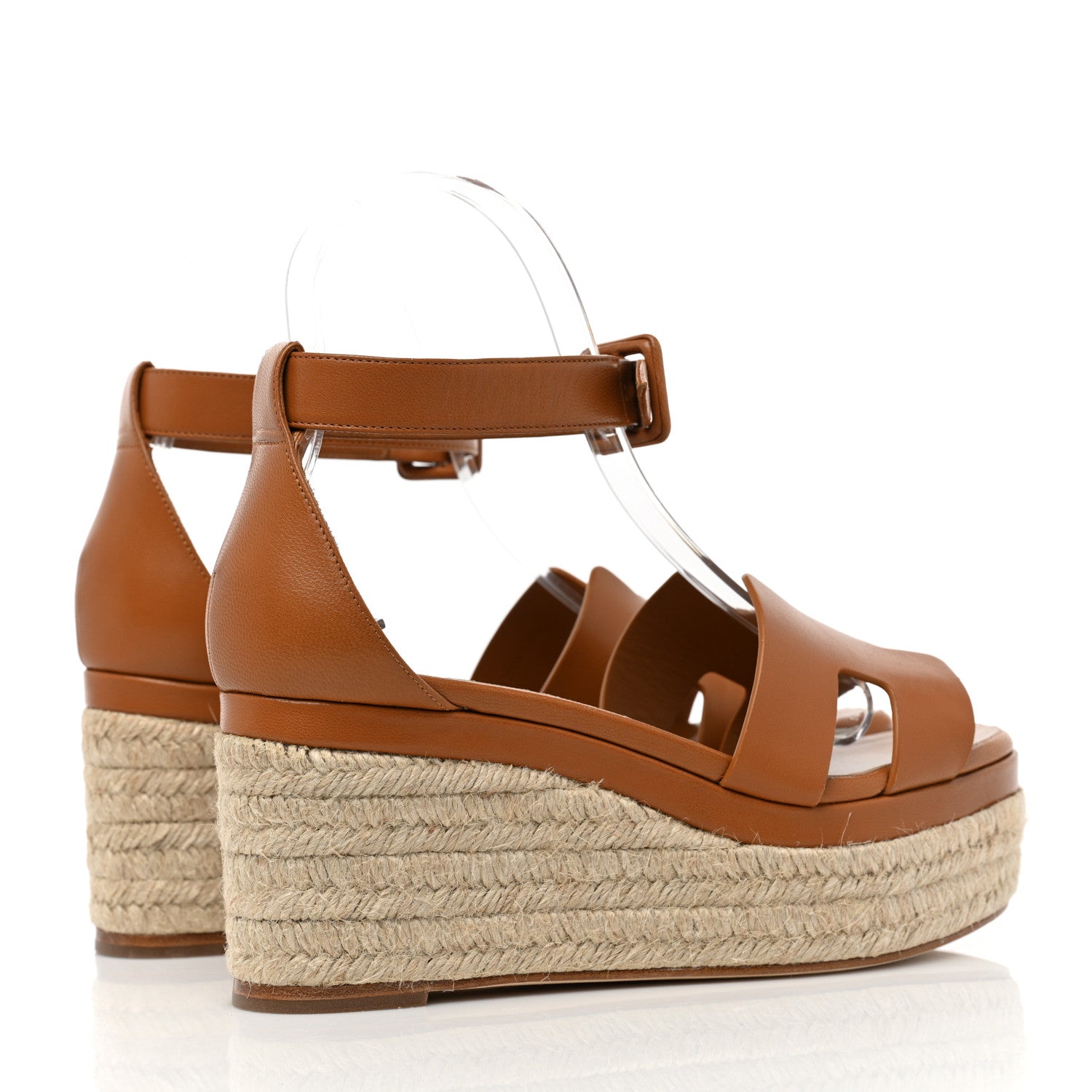 Hermes Goatskin Elda Espadrille Wedge Sandals 37 Natural 4 of 9