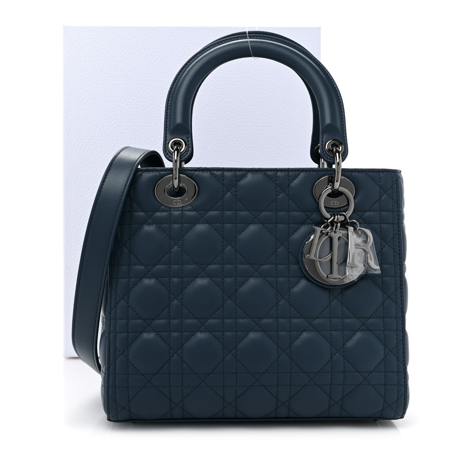 Lambskin Cannage Medium Lady Dior Blue