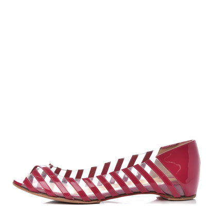 Christian Louboutin Patent PVC Striped A6 Flats 35 Red 1 of 9