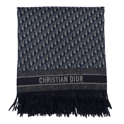 Christian Dior Cashmere Wool CD Oblique Throw Blanket Blue 1 of 3