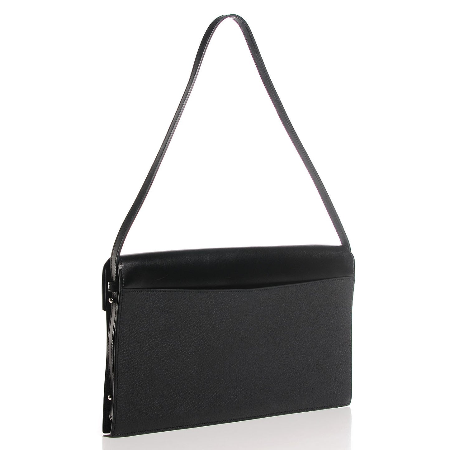Box Calf Taurillon Clemence Faco Clutch Black
