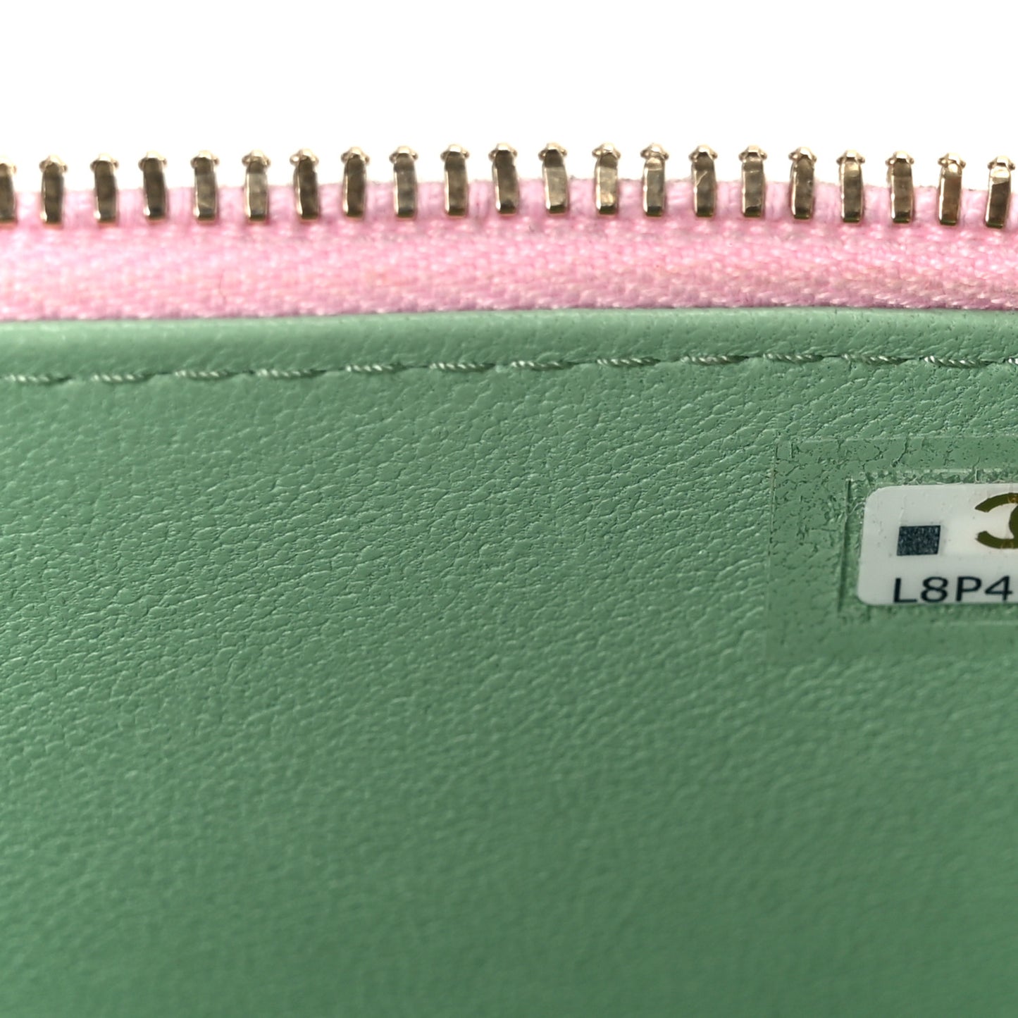 Lambskin Quilted Small Top Handle Vanity Case With Chain  Lilac Light Green