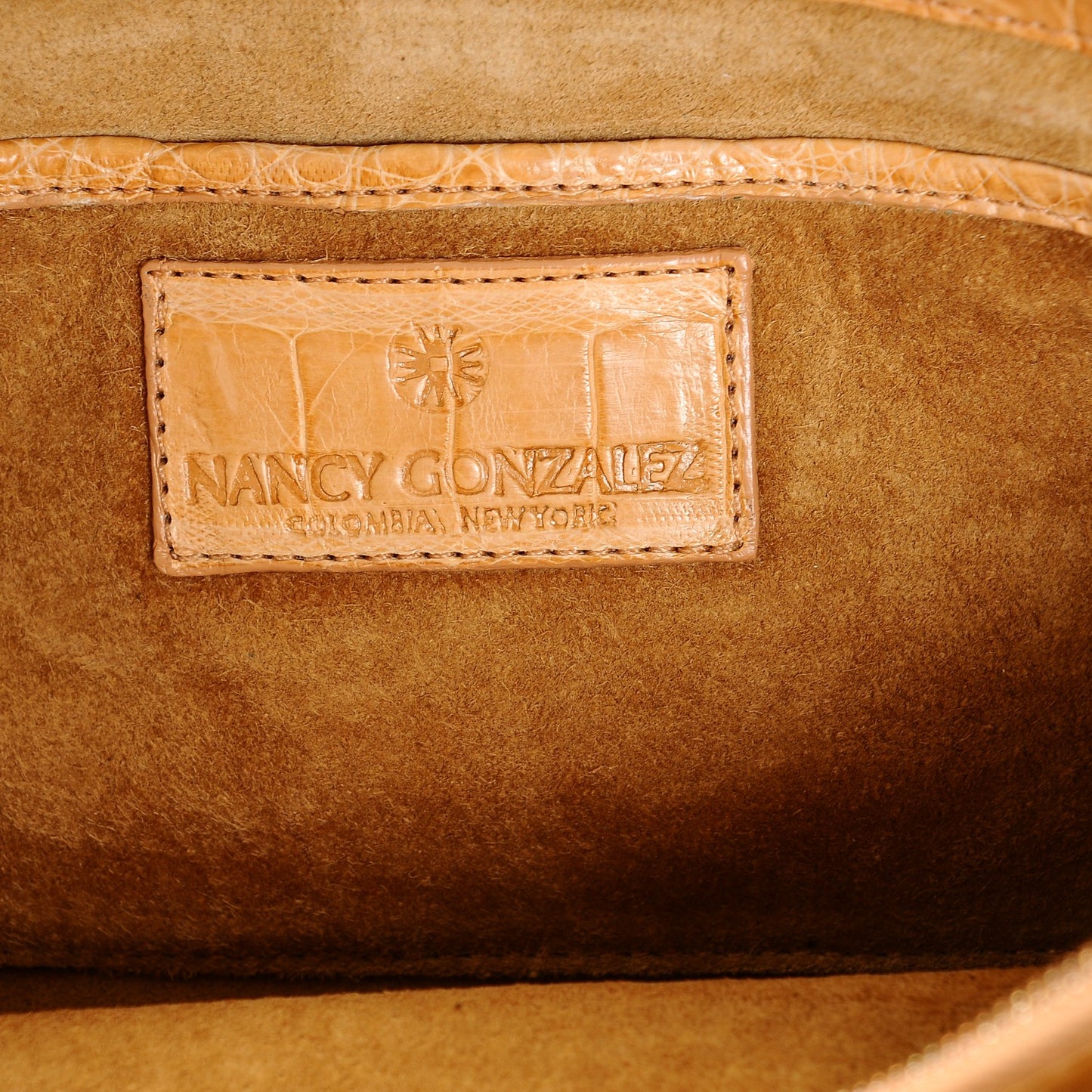 Crocodile Soft Flap Clutch Beige