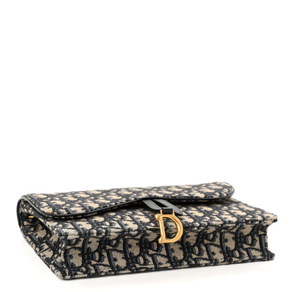 Christian Dior Oblique Saddle Chain Pouch Blue 4 of 9