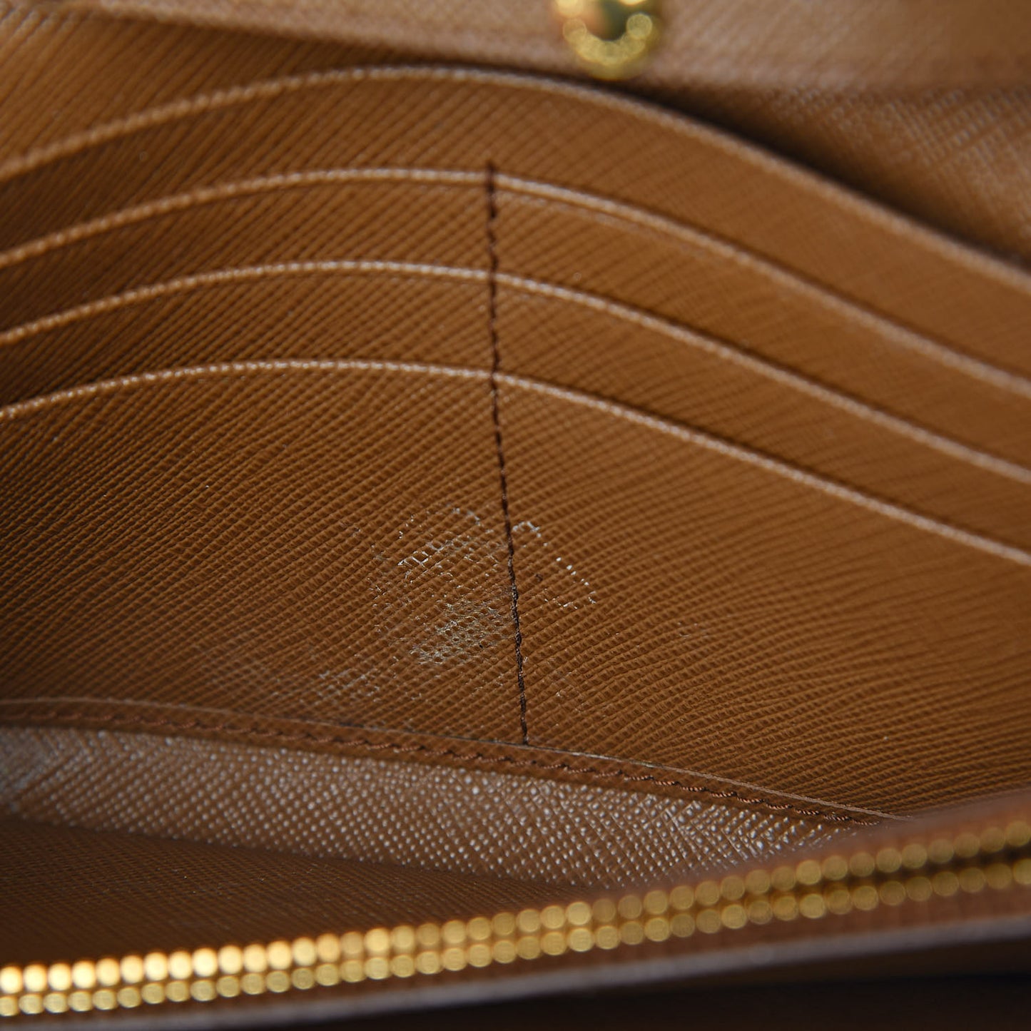 Saffiano Metal Chain Wallet Caramel