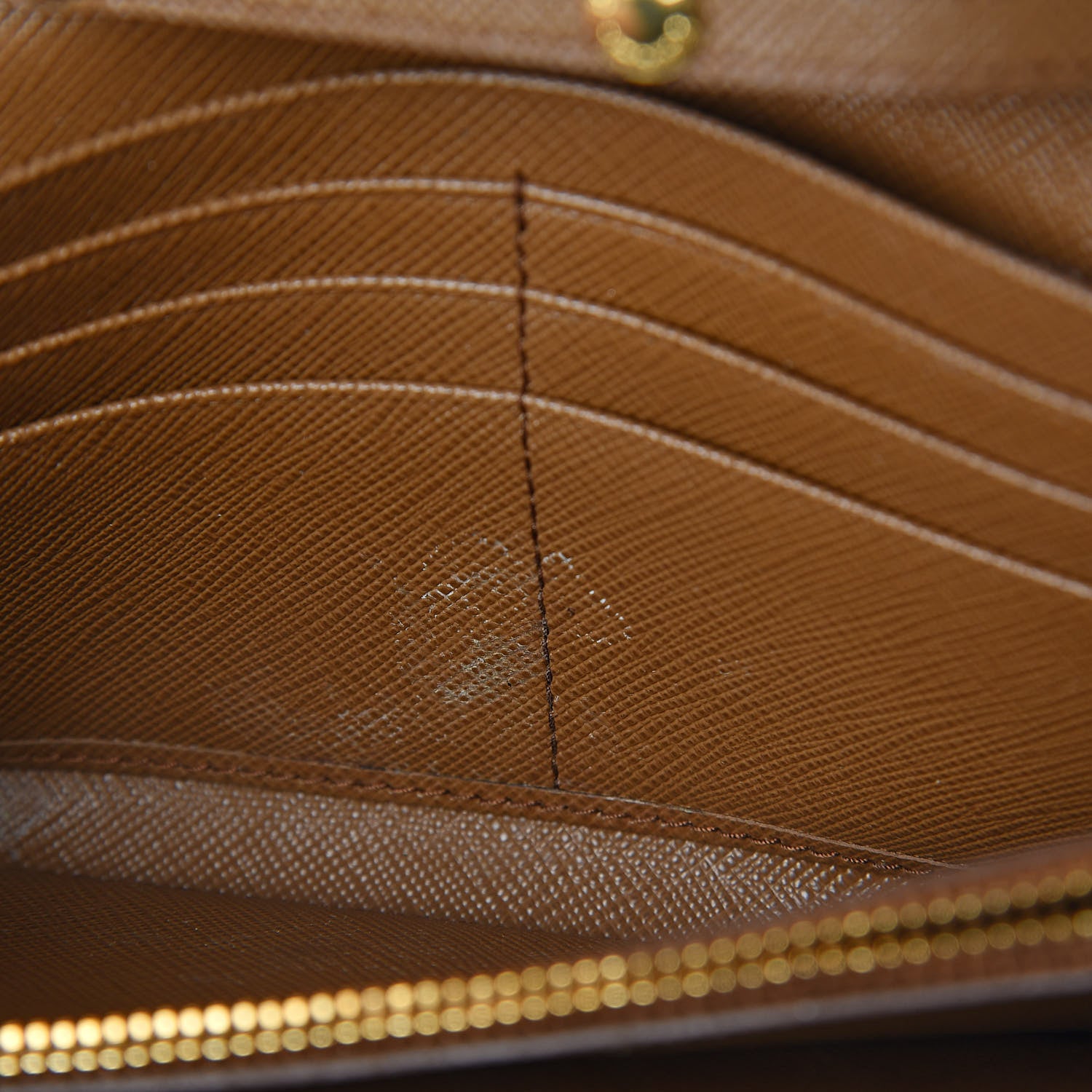 Prada Saffiano Metal Chain Wallet Caramel 9 of 10
