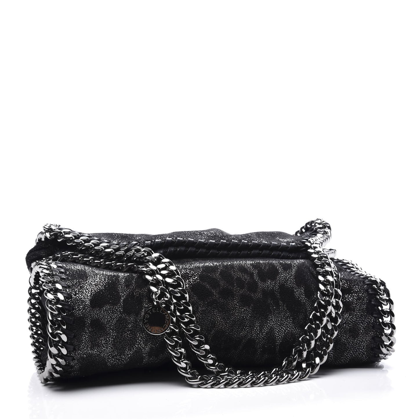 Shaggy Deer Leopard Print Mini Falabella Tote Black