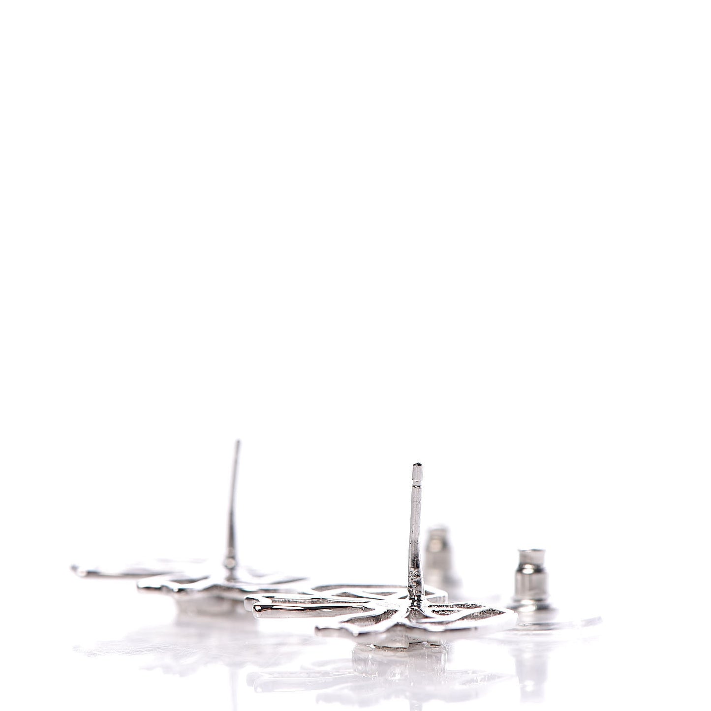 Crystal CC Bow Earrings Silver