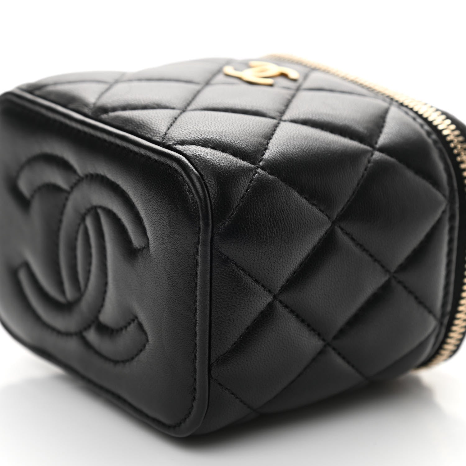 Chanel Lambskin Quilted Metal Mini Top Handle Vanity Case With Chain Black 9 of 11