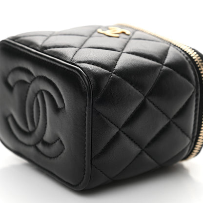 Chanel Lambskin Quilted Metal Mini Top Handle Vanity Case With Chain Black 9 of 11