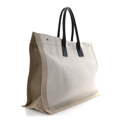 Saint Laurent Linen Calfskin Rive Gauche Tote Greggio Natural 3 of 15
