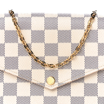 Louis Vuitton Damier Azur Pochette Felicie Chain Wallet Rose Ballerine 22 of 39