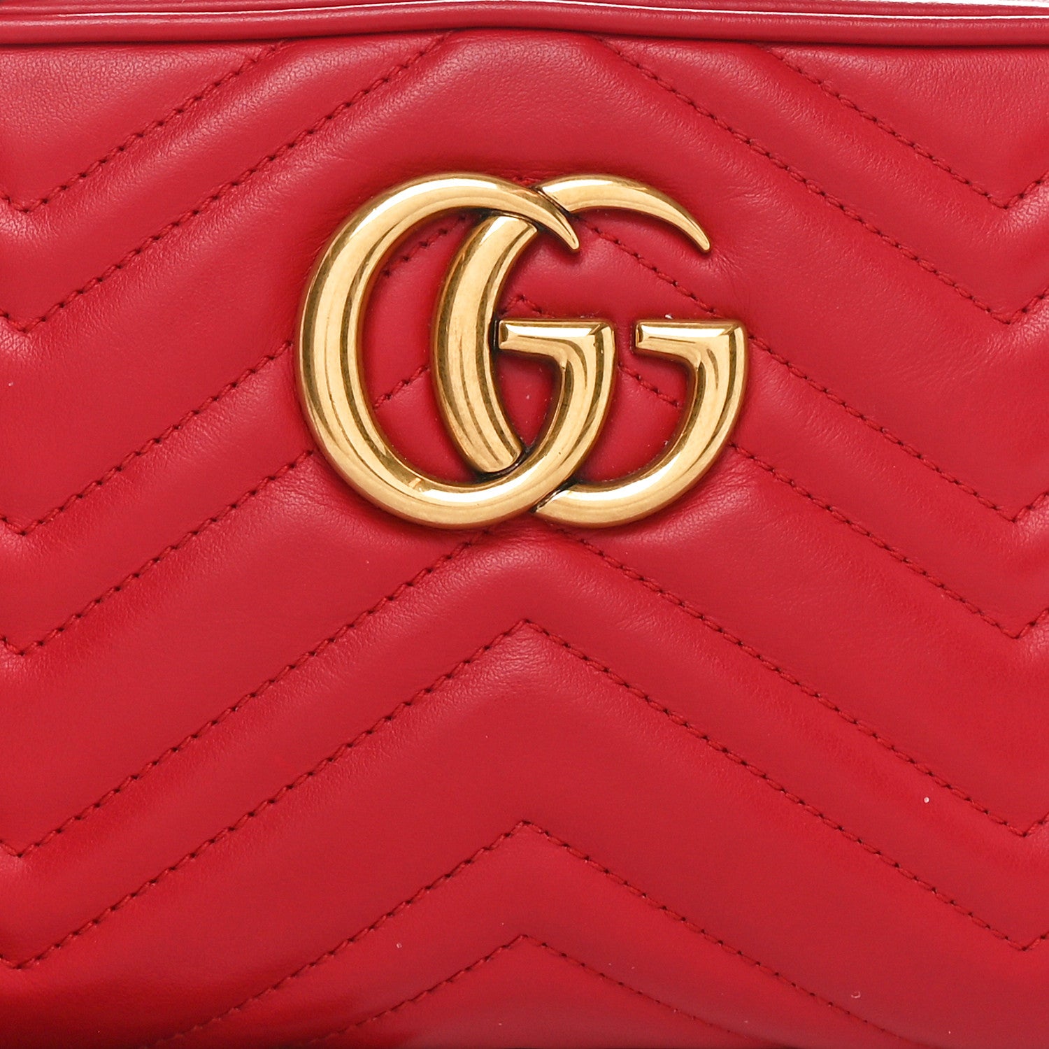 Gucci Calfskin Matelasse Small GG Marmont Chain Shoulder Bag Hibiscus Red 8 of 10