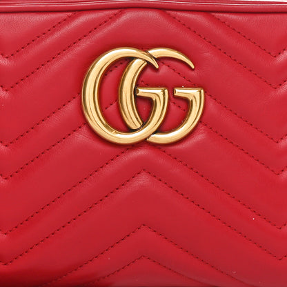 Gucci Calfskin Matelasse Small GG Marmont Chain Shoulder Bag Hibiscus Red 8 of 10
