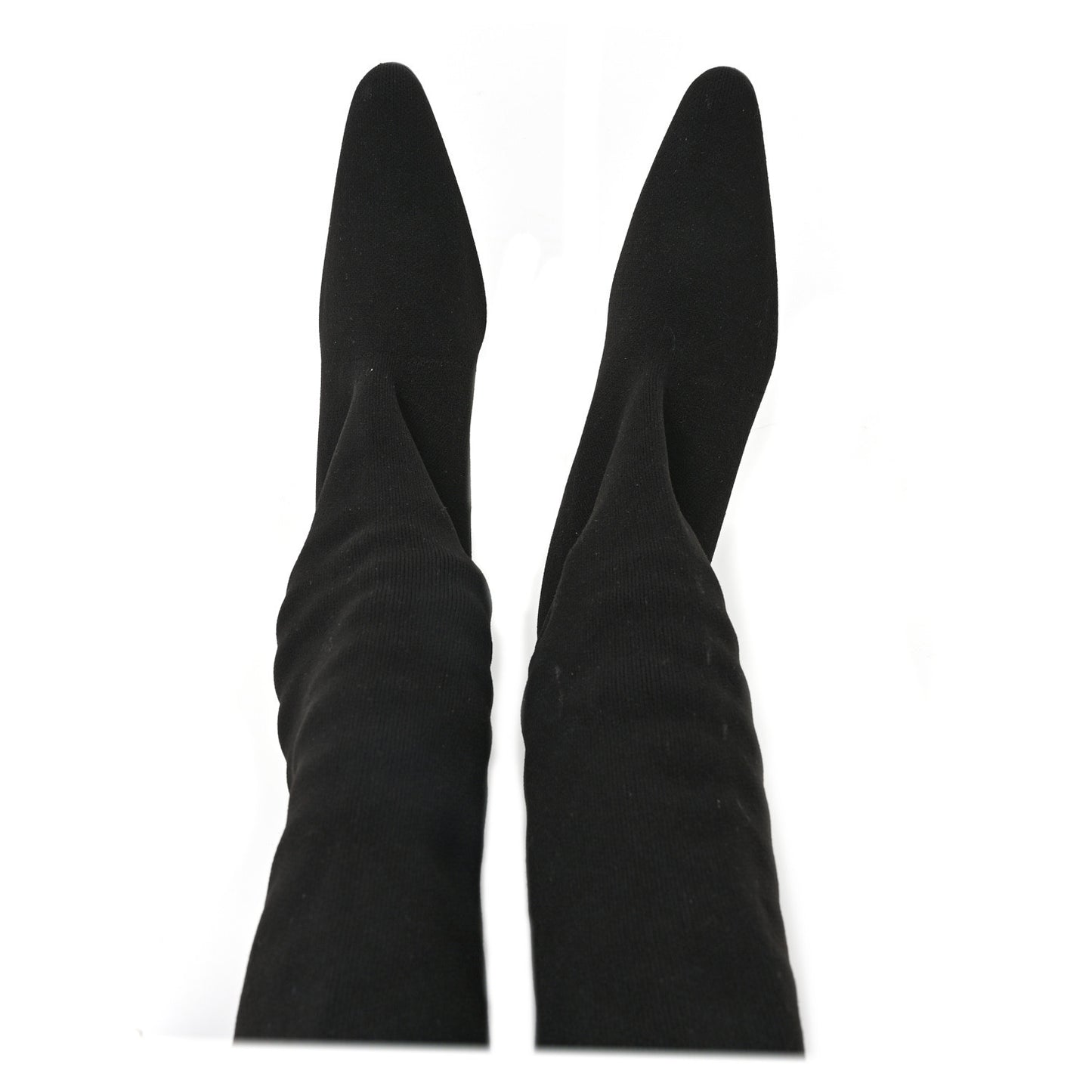 Crepe Jersey Pointed Toe Knife Thigh High Boots 40 Black