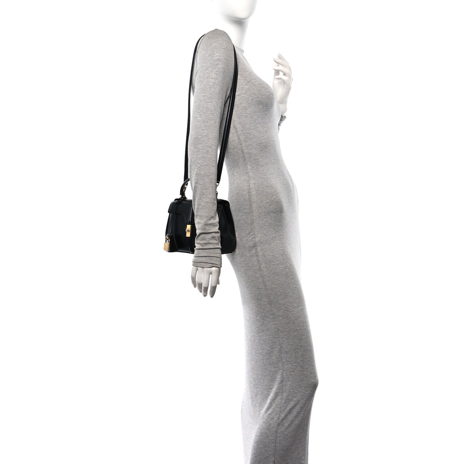 Celine Satinated Calfskin Mini 16 Top Handle Bag Black 2 of 11