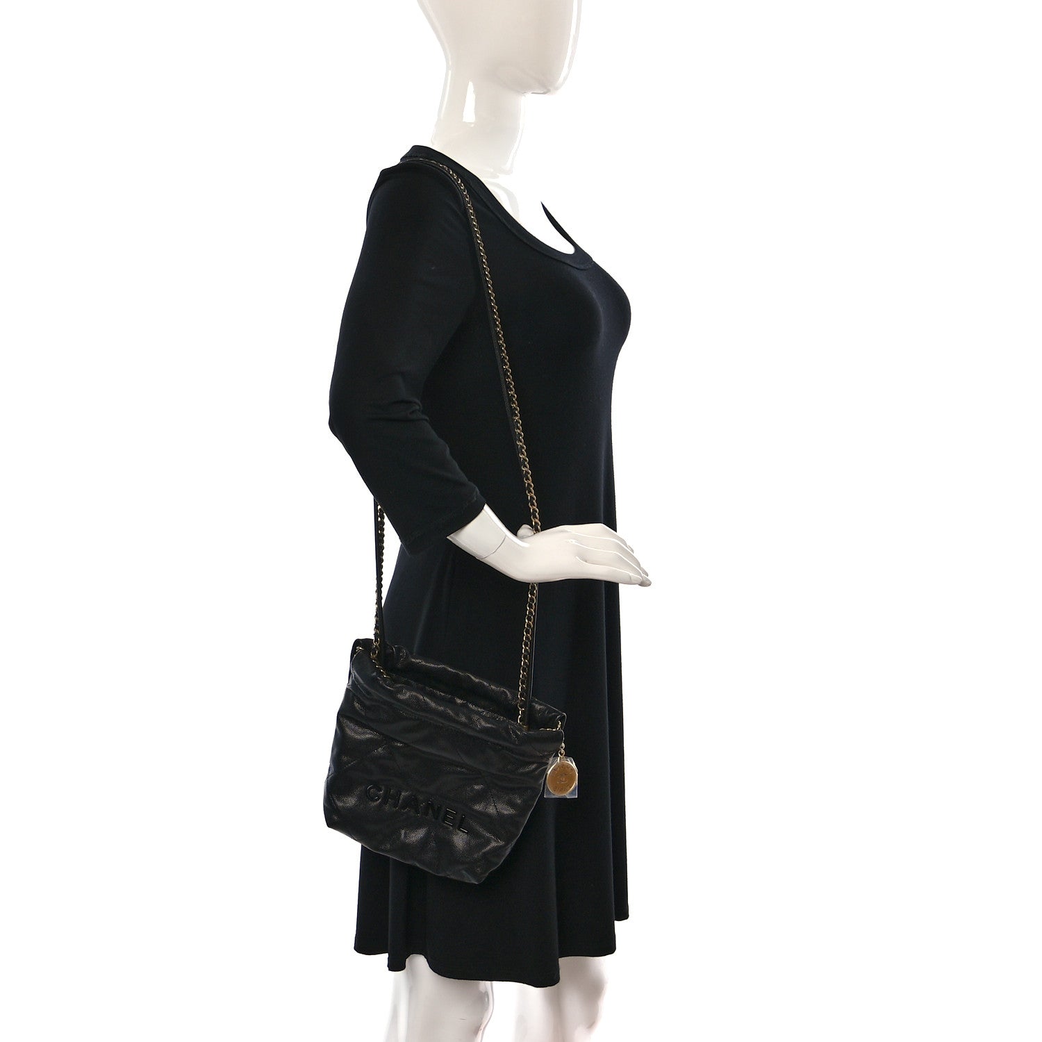 Chanel Shiny Caviar Quilted Monochrome Mini Chanel 22 Black 2 of 10