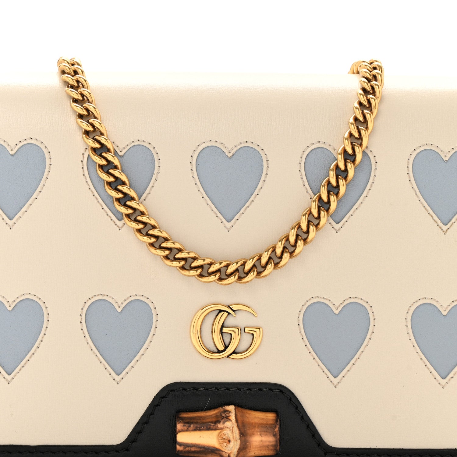 Gucci Calfskin Lovelight Mini Diana Chain Bag Mystic White