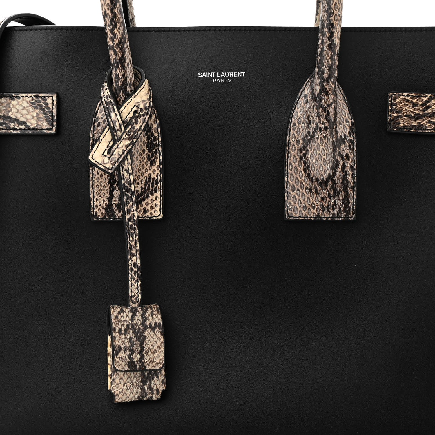 Saint Laurent Calfskin Snake Skin Small Sac De Jour Black 7 of 9